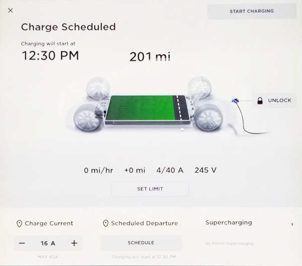 Vehicle Charge Settings