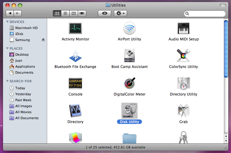 The Mac disk utility